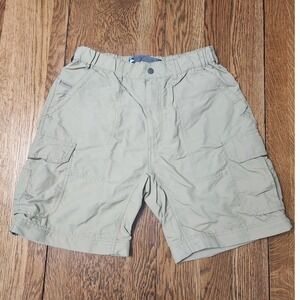 REI Sahara Mens Cargo Shorts Khaki Tan Nylon Hiking Outdoor UPF 50 Size Med G33